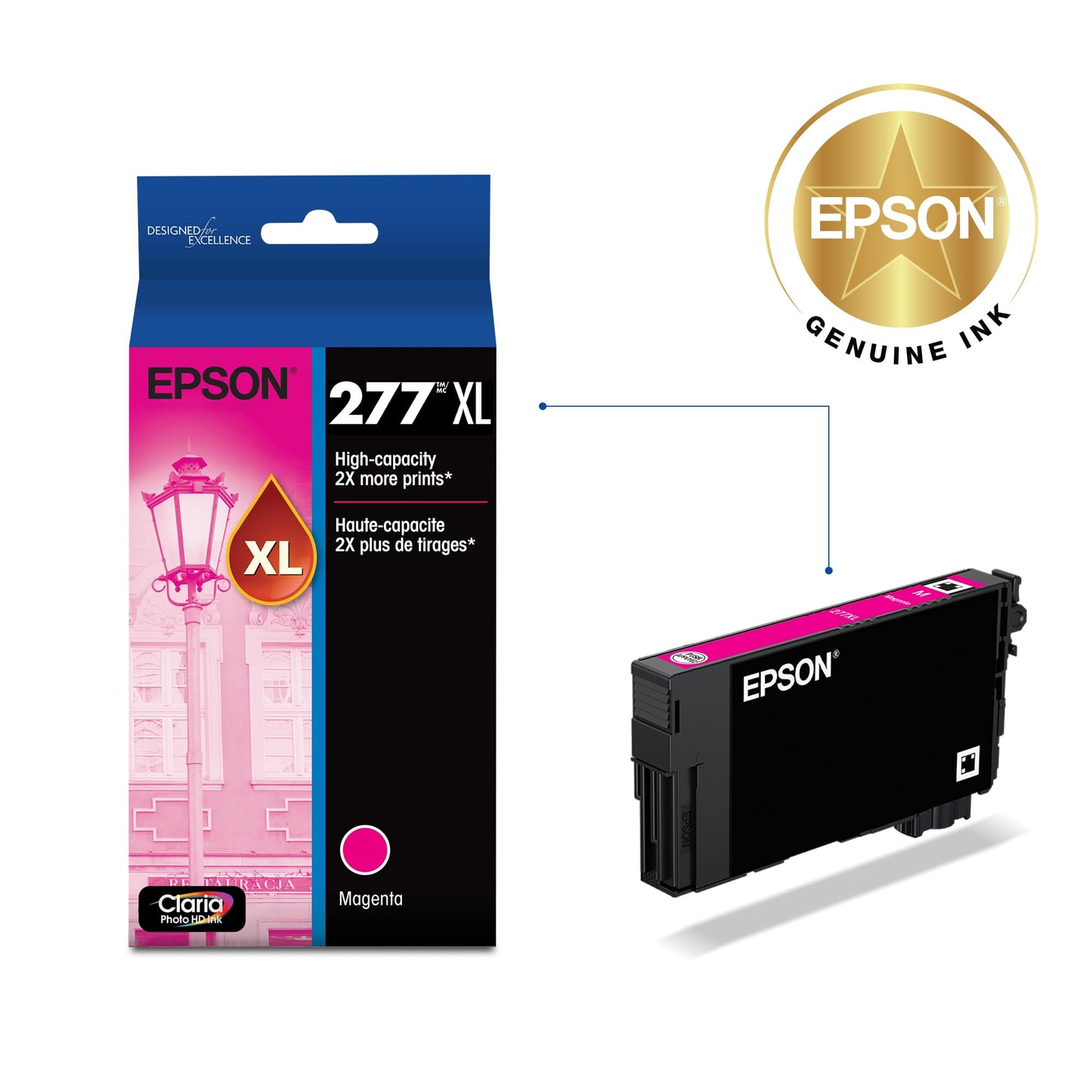 EPSON 277 Claria Photo HD Ink High Capacity Magenta Cartridge (T277XL320-S) Works with Expression XP-850 860, 950, 960, 970