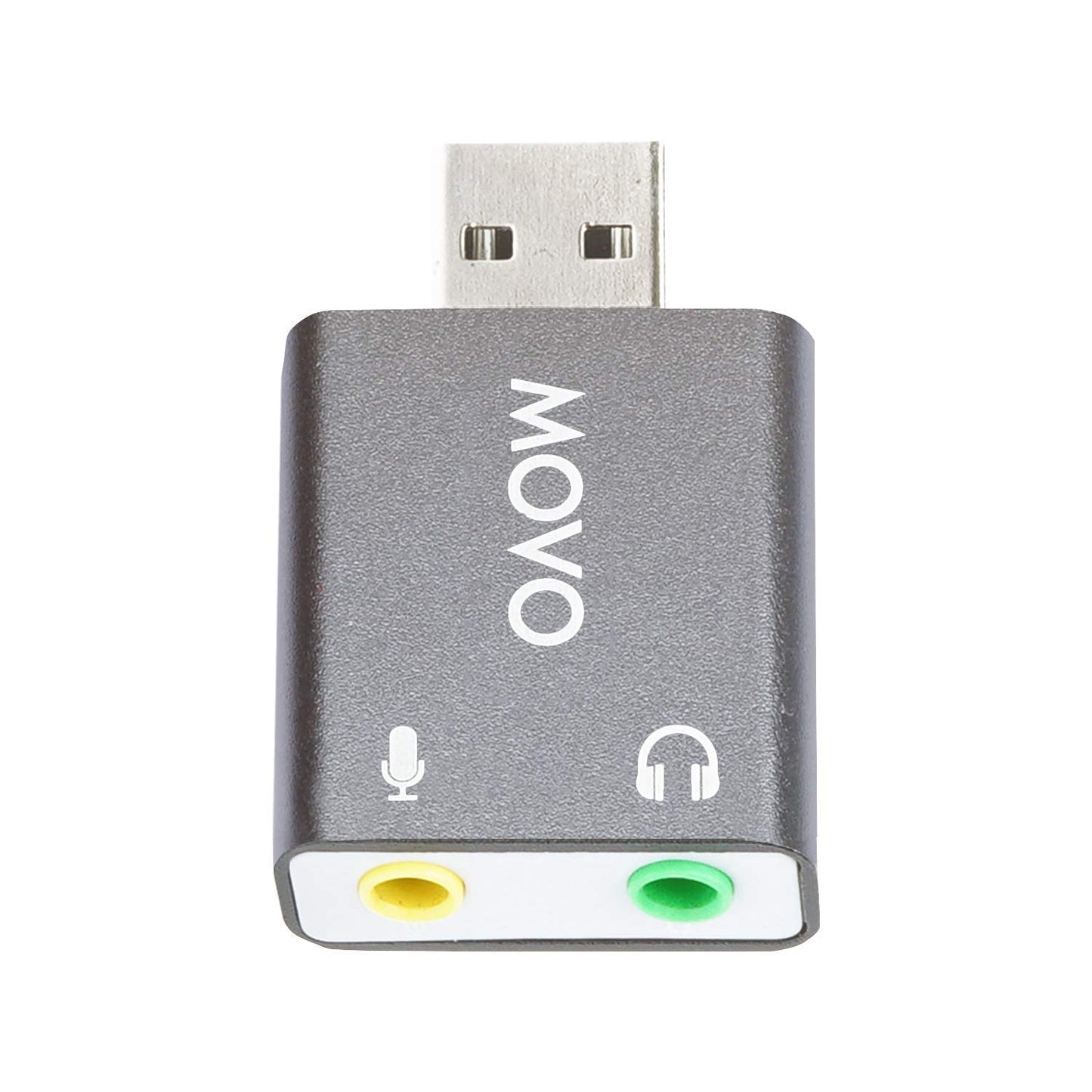Movo USB-AC1 3.5mm TRRS Microphone to USB 2.0 Stereo Digital Audio Converter - USB Sound Card Adapter for Computer or Laptop - Convert USB Input