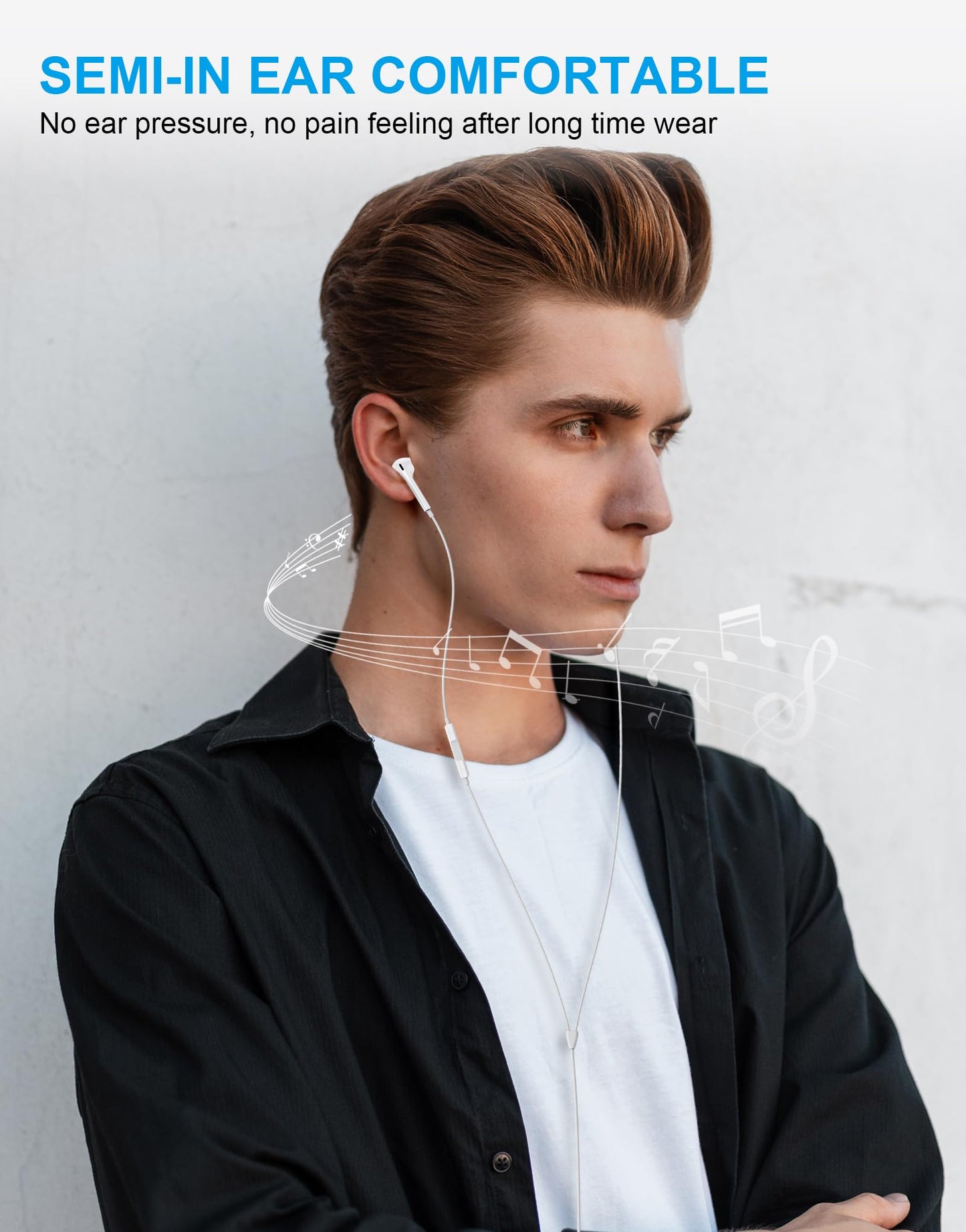 [2 Pack] for Apple Wired Earbuds, 3.5mm Headphones with Microphone 90 Degree Design Clear Call HiFi Stereo Volume Control Earphones for PC Laptop…