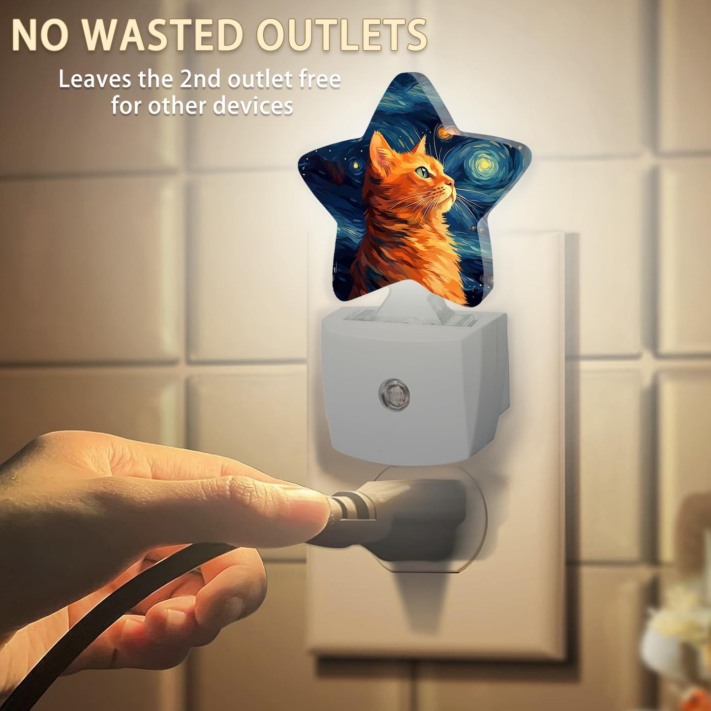 Losthll Starry Sky Cat Night Lights Plug in Wall Lamp Smart Dusk to Dawn Sensor for Home Decorative,Kids Room Bedroom Bathroom Kitchen Hallway Gifts