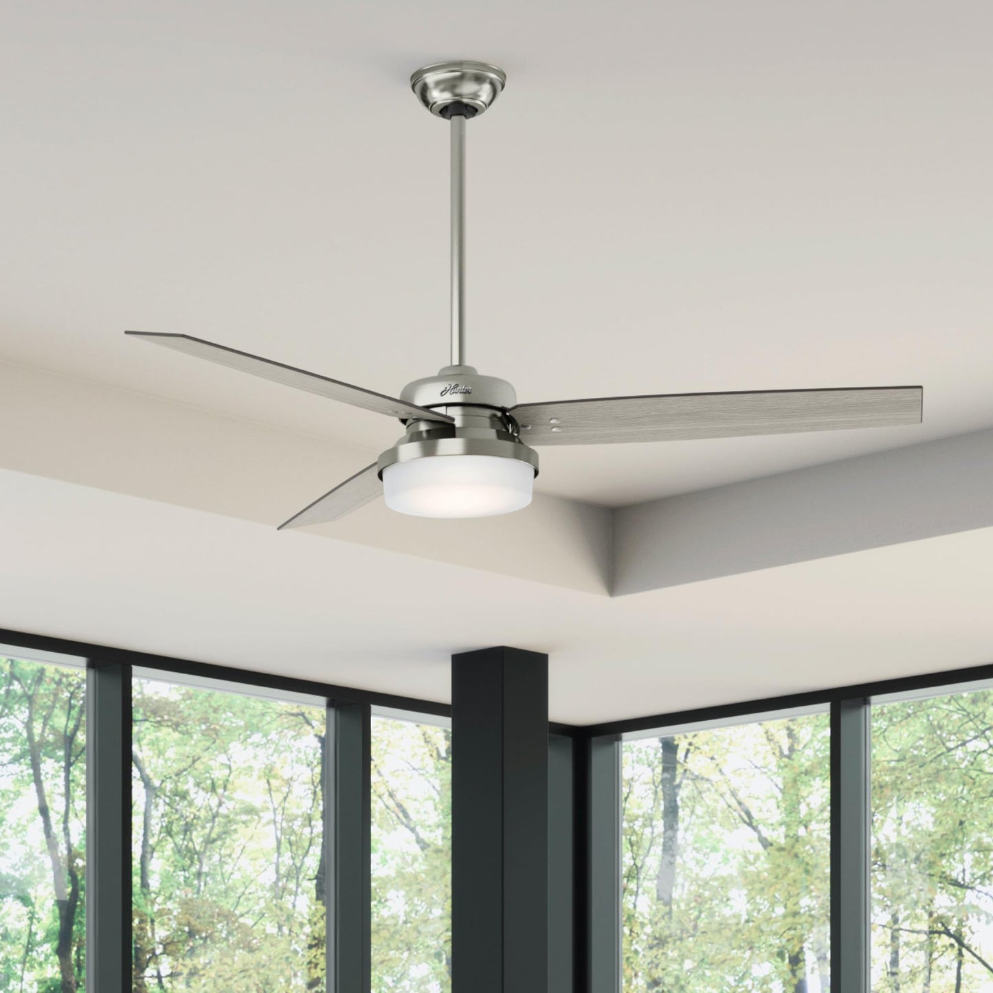 Hunter Fan 60 inch Casual Brushed Nickel Indoor Ceiling Fan with LED Light Kit and Remote Control (Renewed)