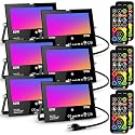 LED Flood Light Outdoor 500W Equivalent Color Changing Landscape Lighting, 24H Timing+120 Colors Strobe+2700K Warm White+DIY Flash, IP66 Waterproof Up