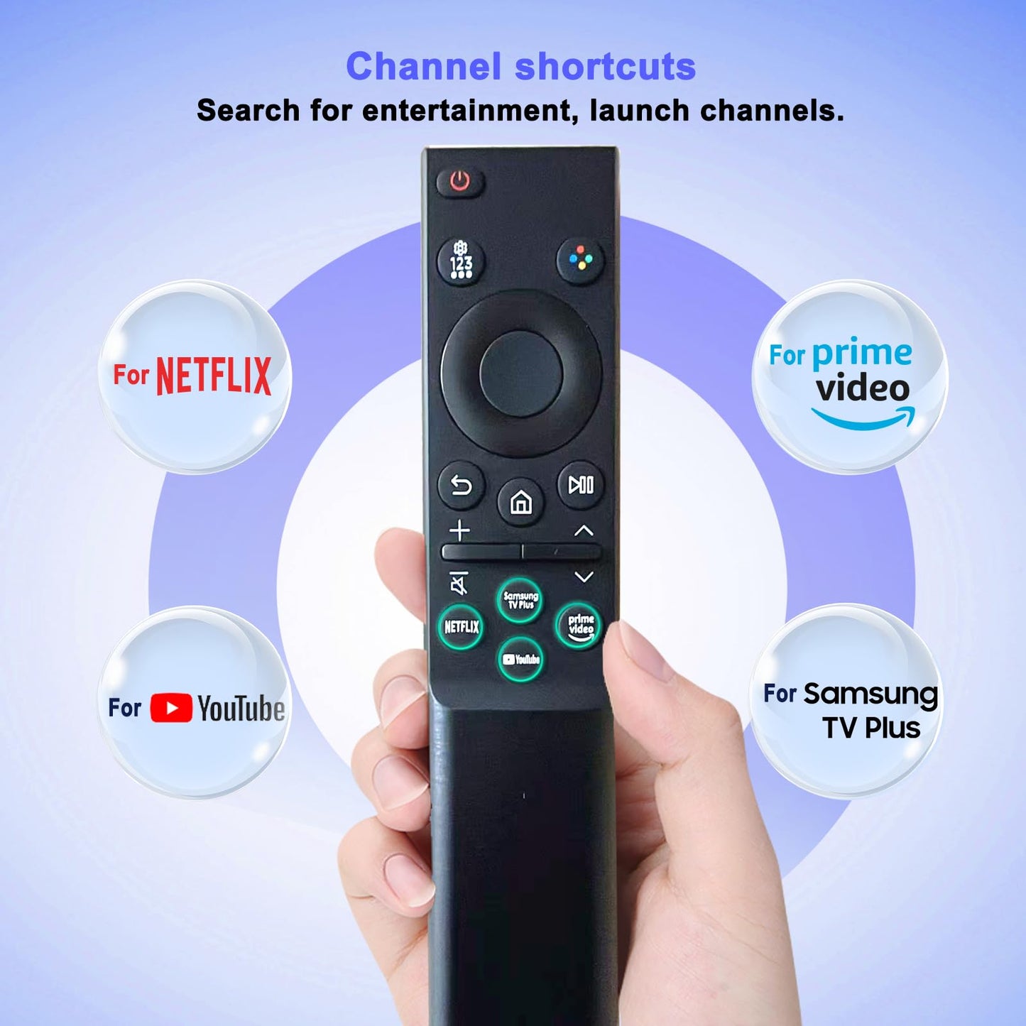 (Pack of 2) Replacement Remote for Samsung TV BN59-01484A, IR Infrared Control with Netflix YouTube Prime Video Buttons, Compatible with Samsung