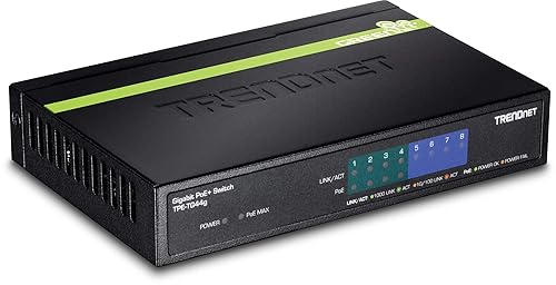 TRENDnet 8-Port Gigabit PoE+ Switch, TPE-TG80G, 8 x Gigabit PoE+ Ports, 123W PoE Power Budget, 16 Gbps, Ethernet Splitter, NDAA & TAA Compliant