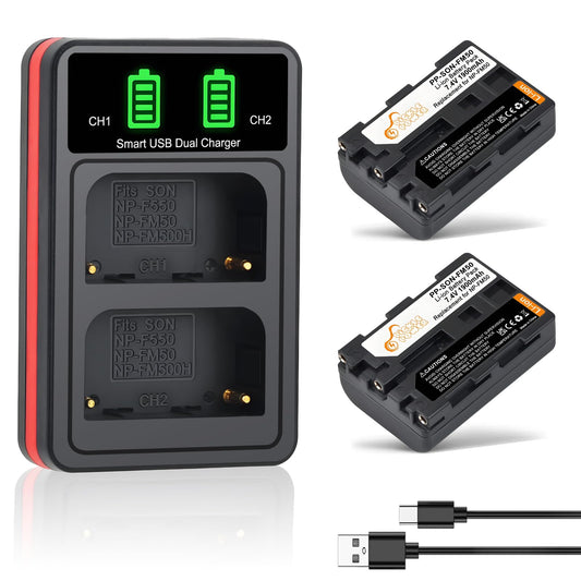 Pickle Power NP-FM50 Battery and Charger for Sony NP-FM30 NP-FM51 NP-QM50 NP-QM51 NP-FM55H Battery and M Type NP-FM50 Equivalent Camcorder/Digital