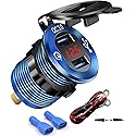 iMESTOU Aluminium Quick Charge 3.0 Marine Dual USB Phone Charger Adapter Waterproof Car USB Socket Outlet DIY Kit with Voltmeter 10A Fuse for 12V/24V