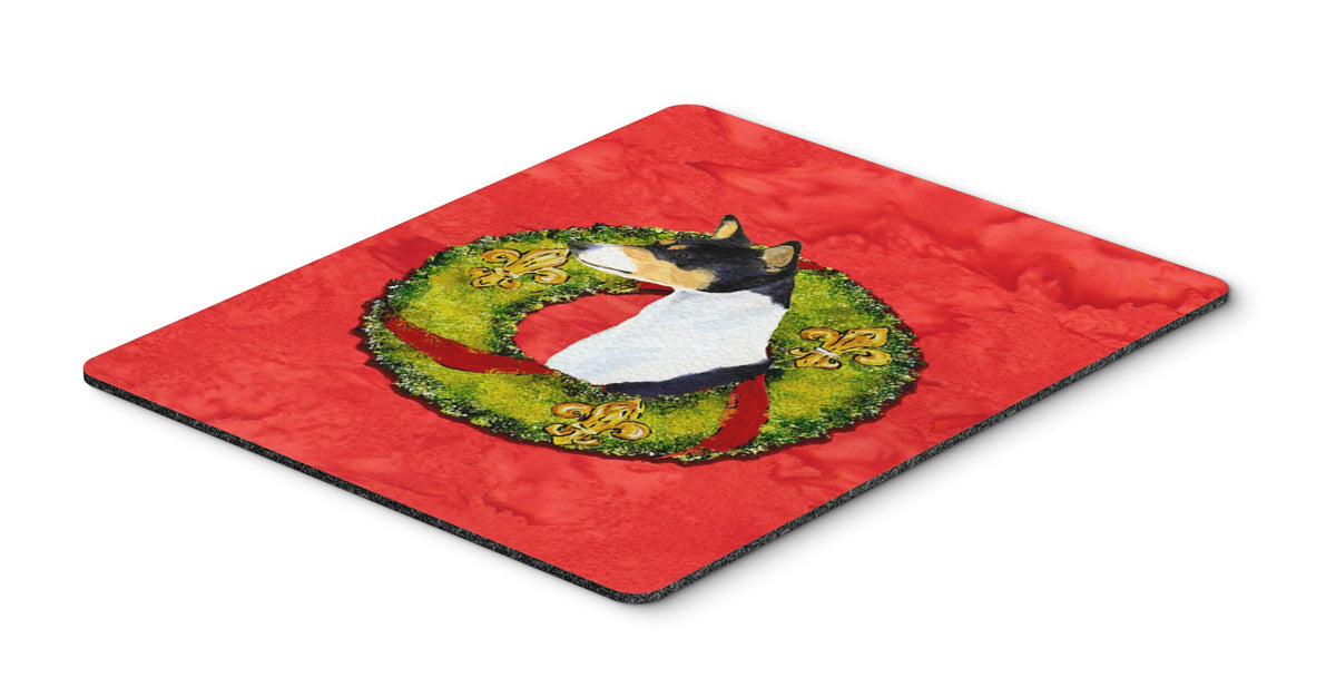Caroline's Treasures SS4201MP Basenji Cristmas Wreath Mouse Pad, Hot Pad or Trivet for Home Office Gaming Working Computers Laptop Mouse Mat,Washable