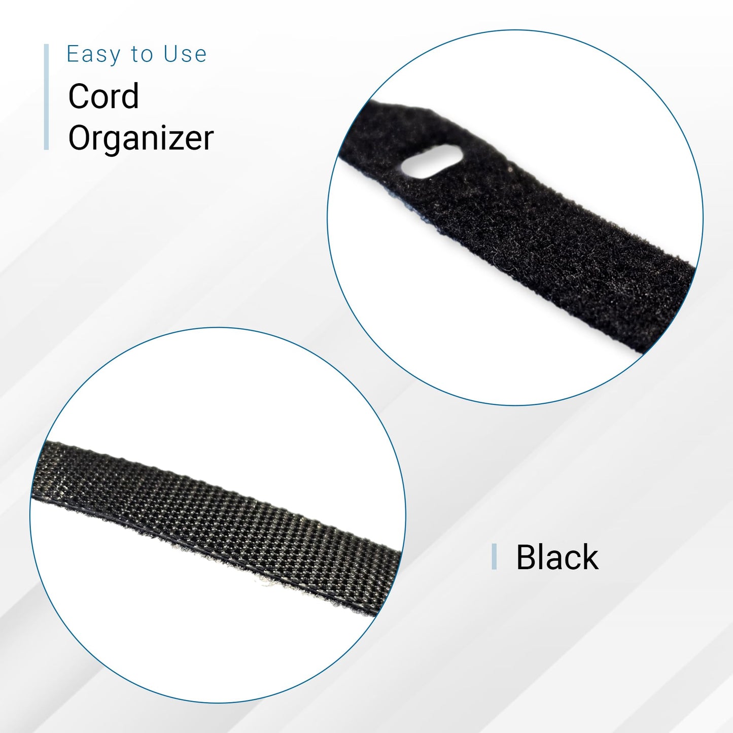 Reusable Cable Straps Wire Ties Self Fastening Hook and Loop, Pack of 50 Adjustable Cord Fastener Cable Organizer, 11 CM (Black)