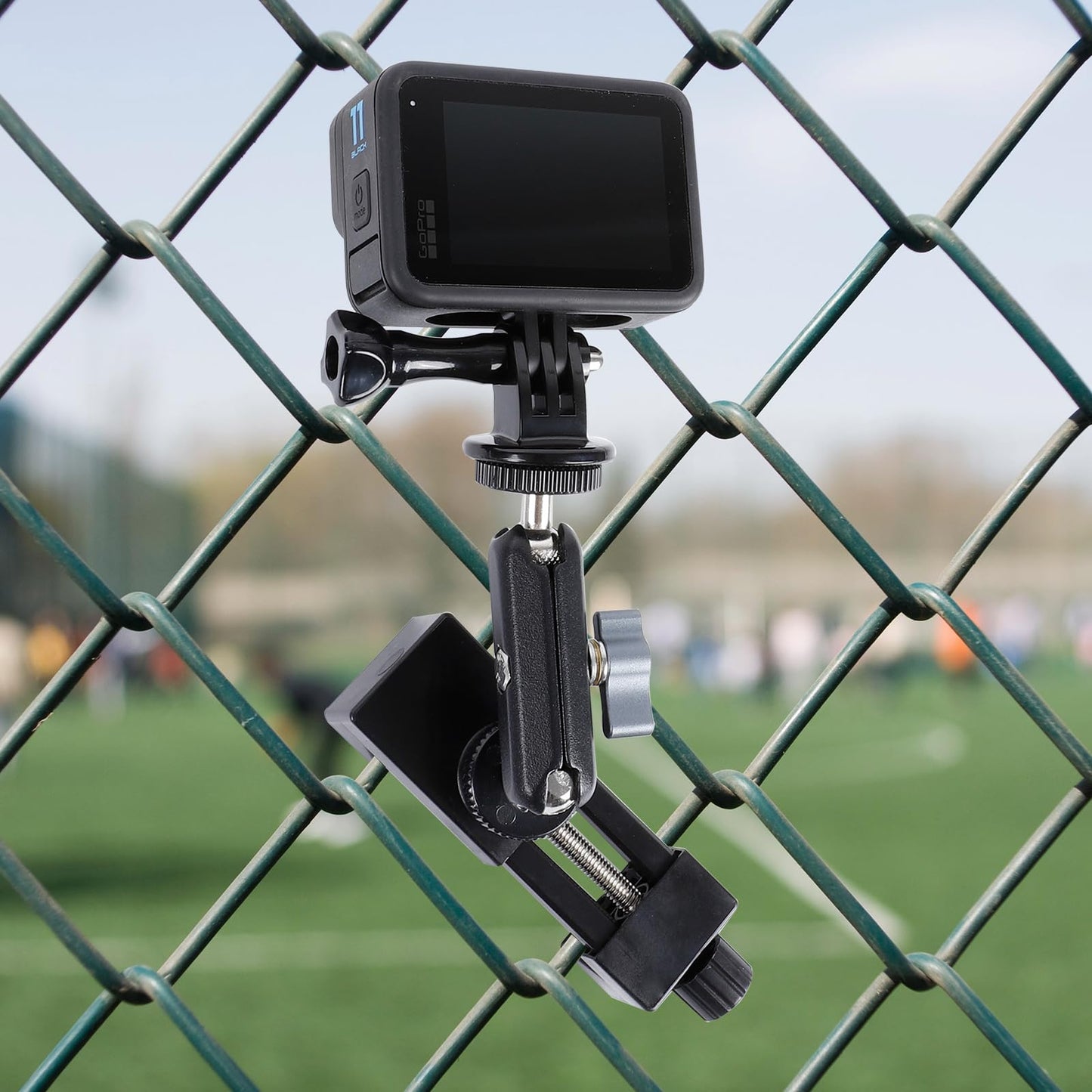 FPN Cell Phone Fence Mount for iPhone, GoPro, Insta360, and Other Action Cameras, Mevo Start for Baseball Softball Tennis Recording, Cameras Net Chain