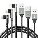 90 Degree iPhone Charger 6FT, [Apple MFi Certified] 3Pack Fast Charging Cables Cord,6Feet Right Angle Nylon Braided USB Lightning Cable for iPhone…