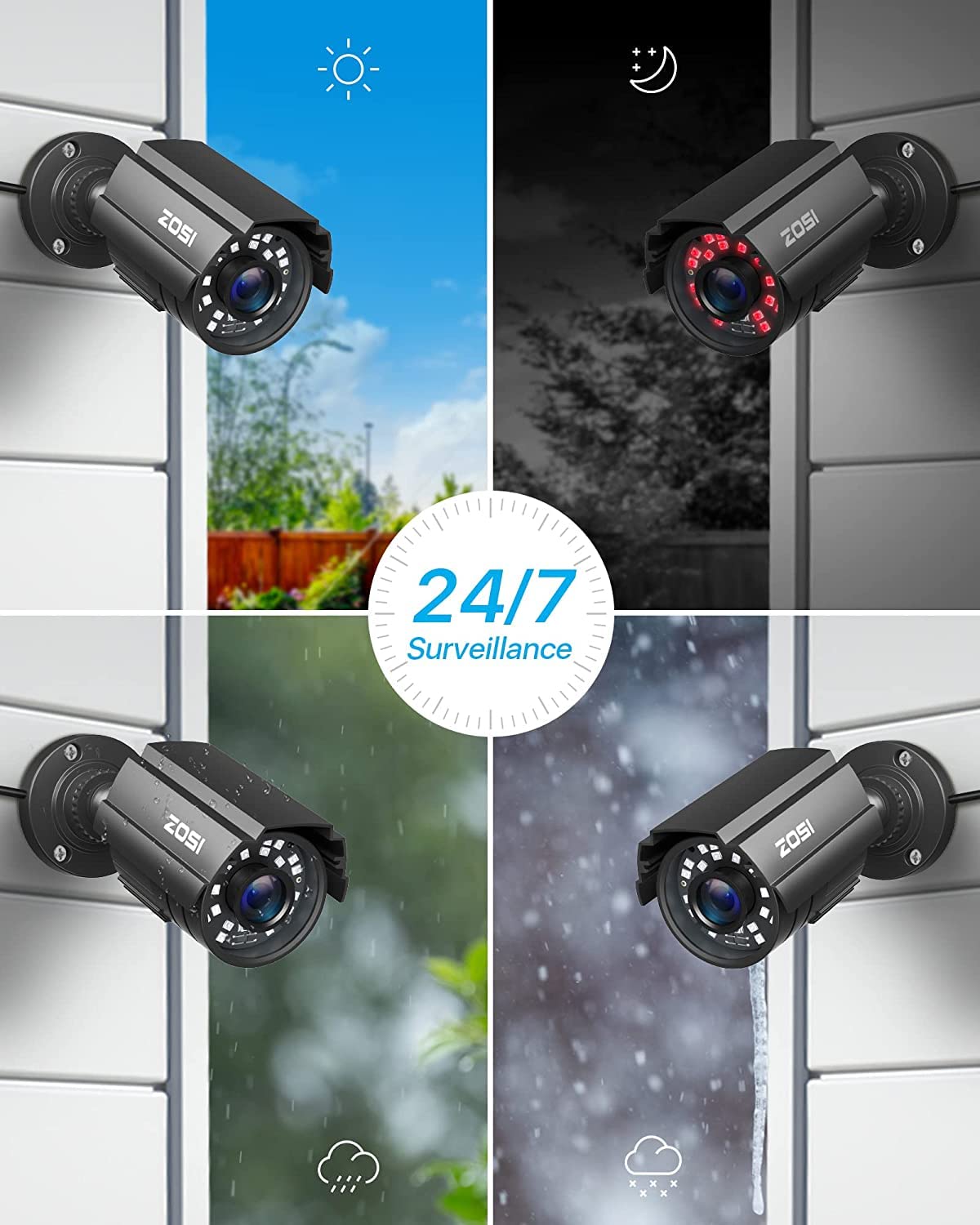 ZOSI 8CH Security Camera System HD-TVI Full 1080P Video DVR Recorder with 4X HD 1920TVL 1080P Indoor Outdoor CCTV Cameras 1TB Hard Drive, Smartphone