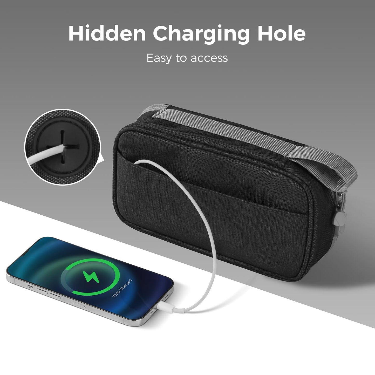 pack all Clear Electronic Organizer, TPU Cable Organizer Bag, Compact Cord Travel Organizer for Cables, Chargers, Phones, USB Cords, SD Cards (Black)