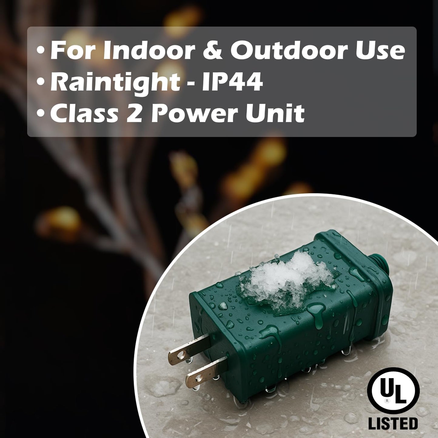 Goodsby Class 2 LED Transformer for Christmas X-Mas Tree Lights, Holiday Lighting, LED String Light 29V 0.9A Power Supply 26W Raintight US Plug Power