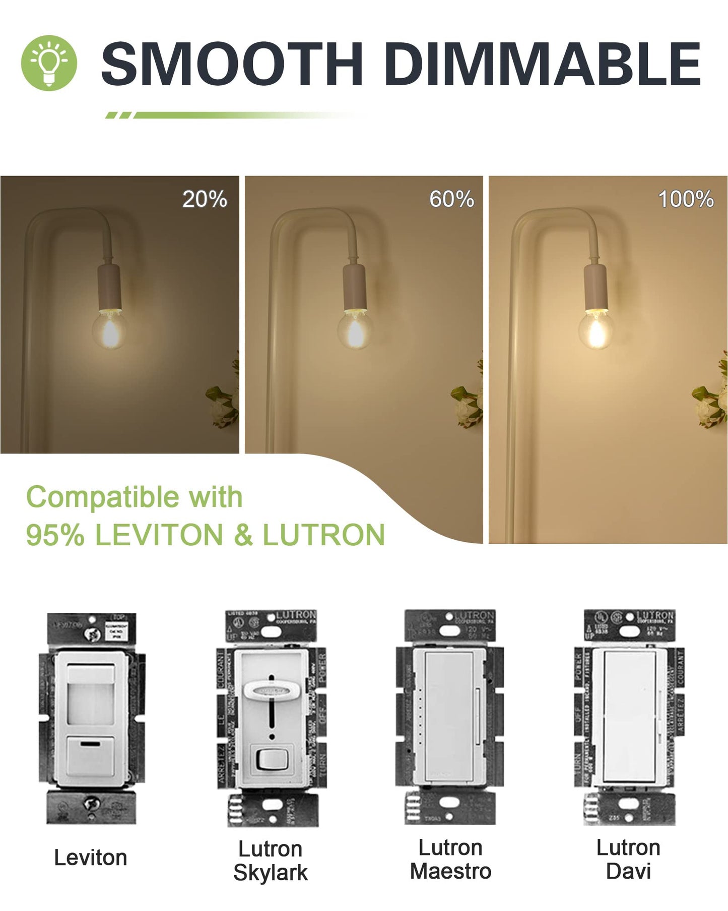 LUMILECT G16.5 LED Bulb E12 G16 1/2 Round LED Candelabra Bulb 25W Equivalent, Soft Warm White 3000K AC120V 200lm 2W G50 LED Globe Bulbs for Ceiling