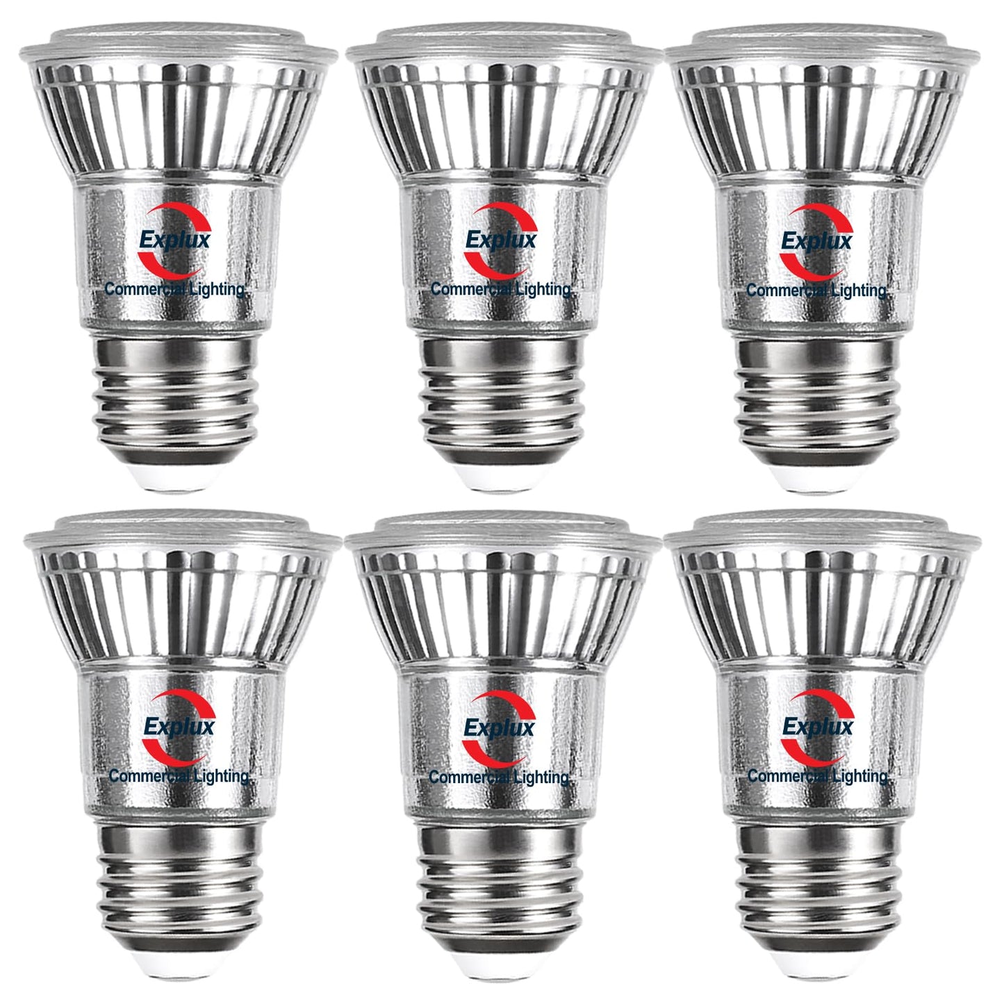 Explux Full Glass PAR16 LED Bulb, 60W Equivalent, Soft White 2700K, 6-Pack