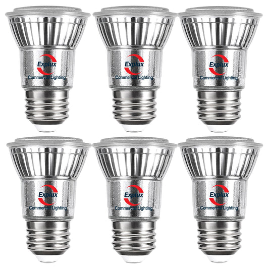Explux Full Glass PAR16 LED Bulb, 60W Equivalent, Soft White 2700K, 6-Pack