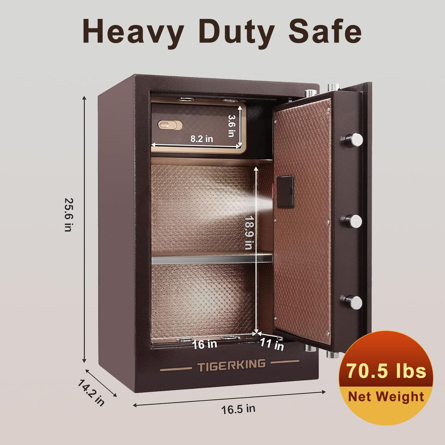 TIGERKING 3.47 Cuft Large Heavy Duty Safe Box, Digital Security Home Safe with Combination Lock Built-in Lockable Box, Dual Alarm System Safes