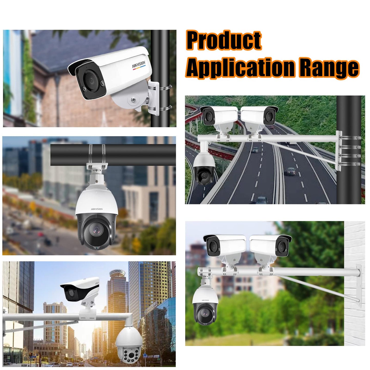BeElion Aluminum Alloy Surveillance Camera Pole Mount Kit - Horizontal/Vertical Wall/Ceiling/Pillar Bracket for CCTV, PTZ, Dome Cameras - Stainless