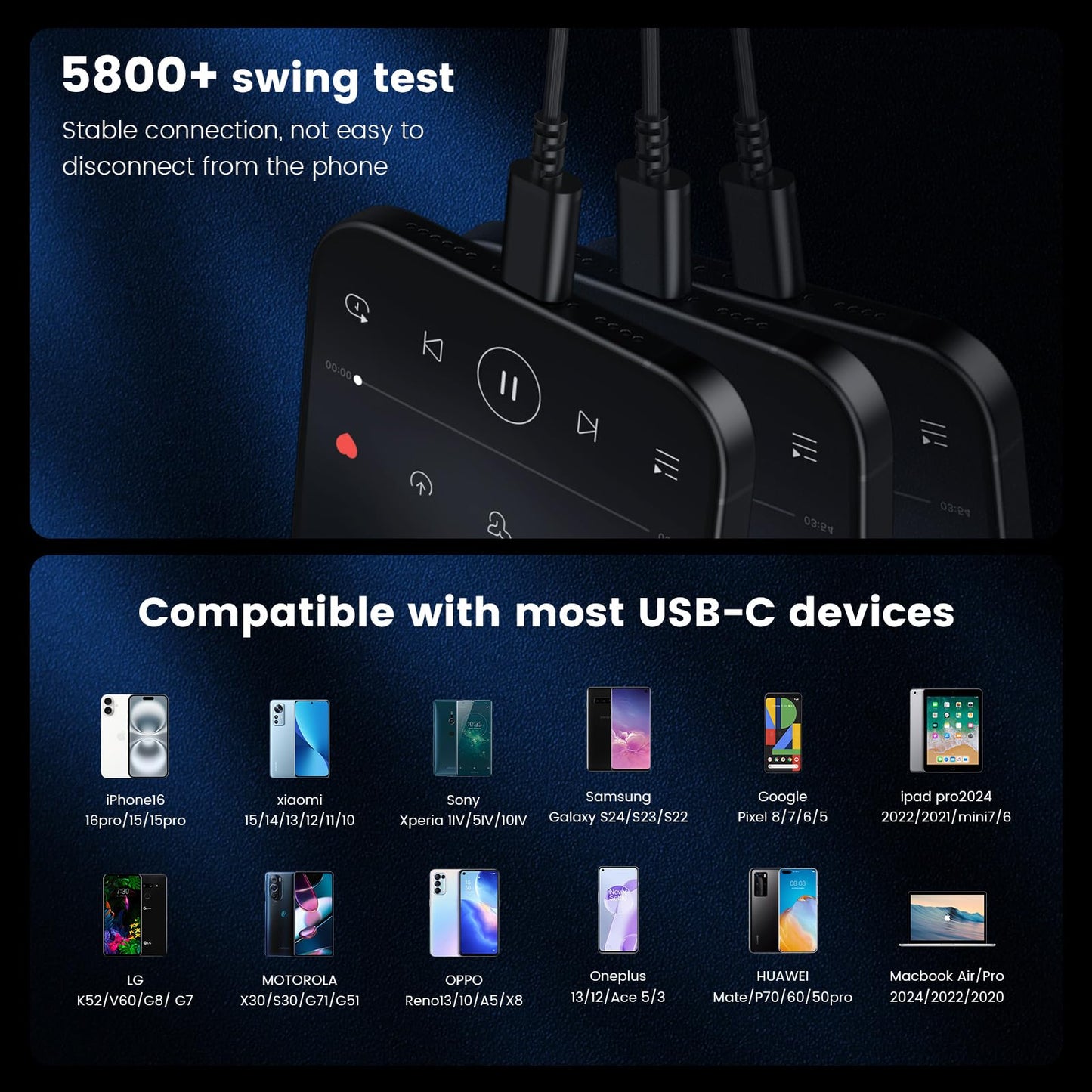 MOSWAG USB C Headphones, Wired Earbuds in-Ear Type C Earphone, Microphone & Volume Control HiFi Stereo Type C Earphones for iPhone 17/16/15 Pro Max