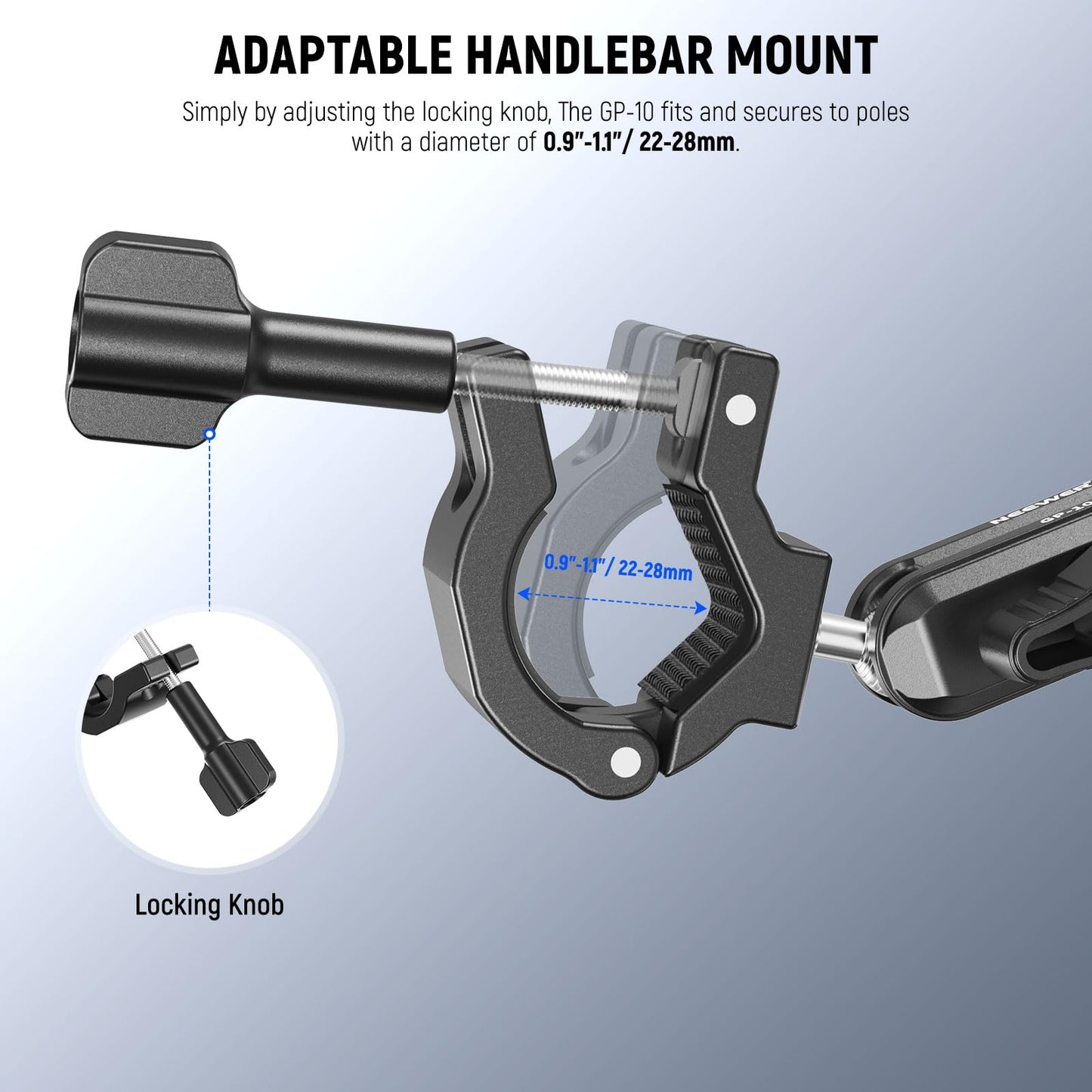 Neewer Action Camera Pole Mount with Two 360° Ball Heads 1/4" Screw Action Camera Adapter, Holder Clamp for Motorcycle Bike Handlebar, Compatible