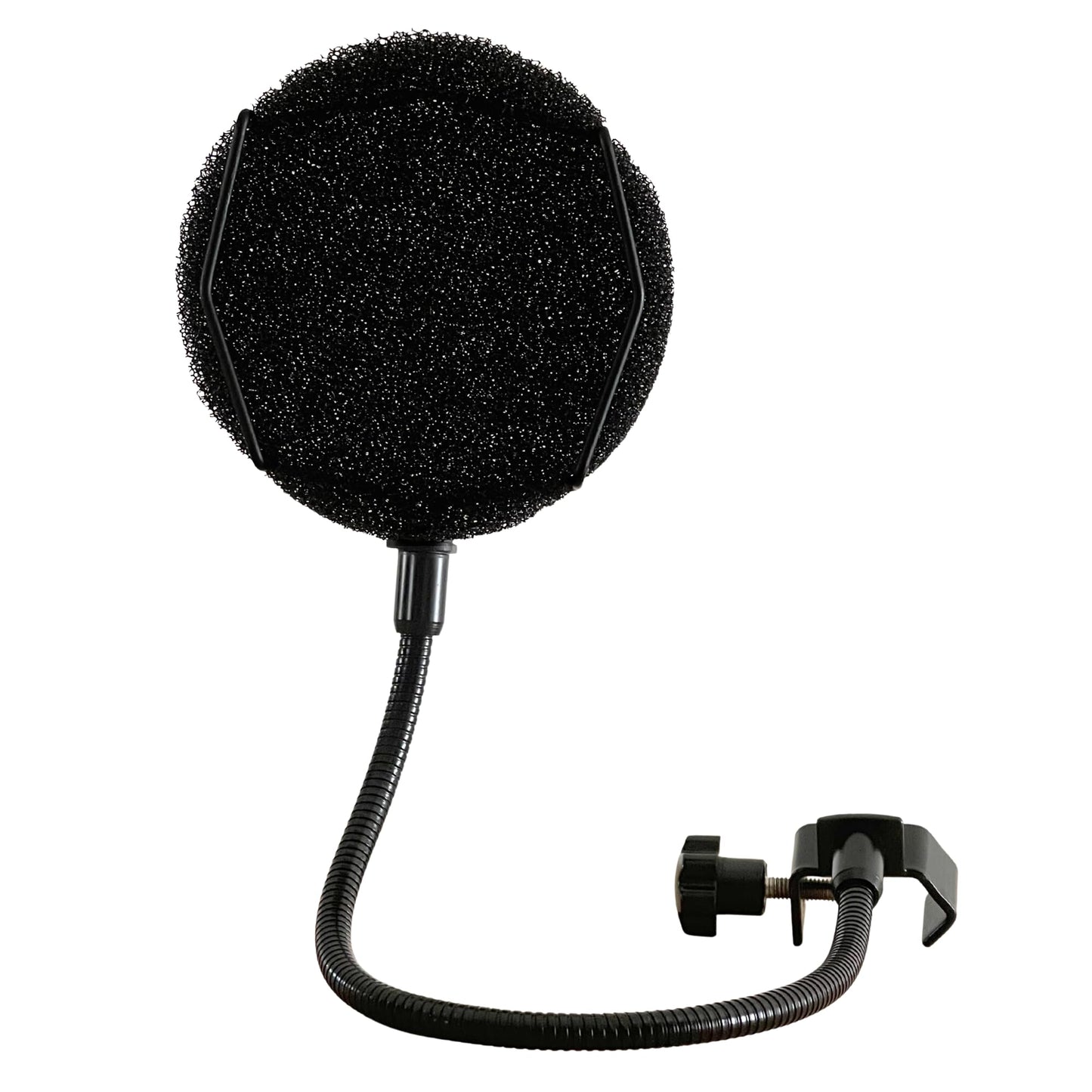Melon Audio Pop Filter for Microphone - Sponge Layered Pop Wind Screen with Enhanced Flexible 360° Gooseneck Clip Metal Arm (includes Extra Filter)
