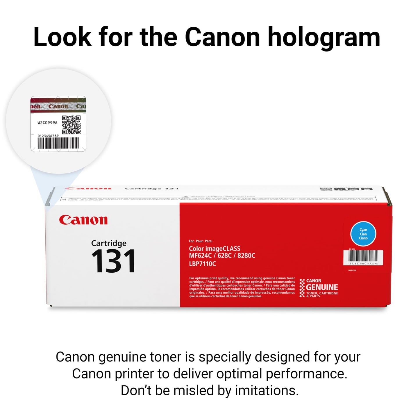 Canon Genuine 131 Cyan Toner Cartridge Compatible with MF620 Series, MF8280Cw, LBP7110Cw