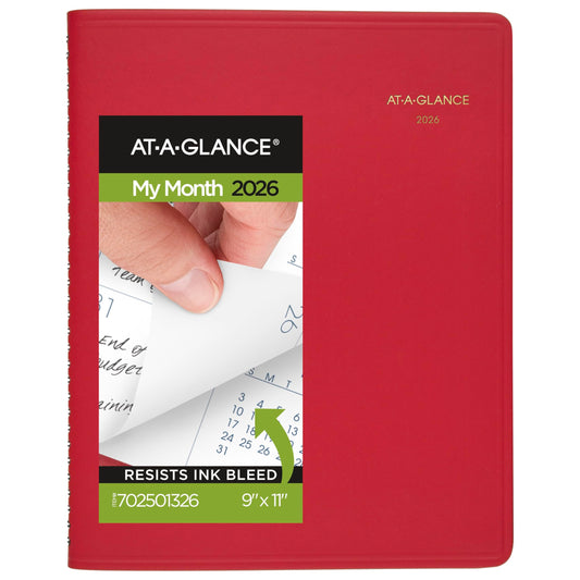 AT-A-GLANCE 2026 Planner, Monthly, 15-Month, 9" x 11", Large, Red (702501326)