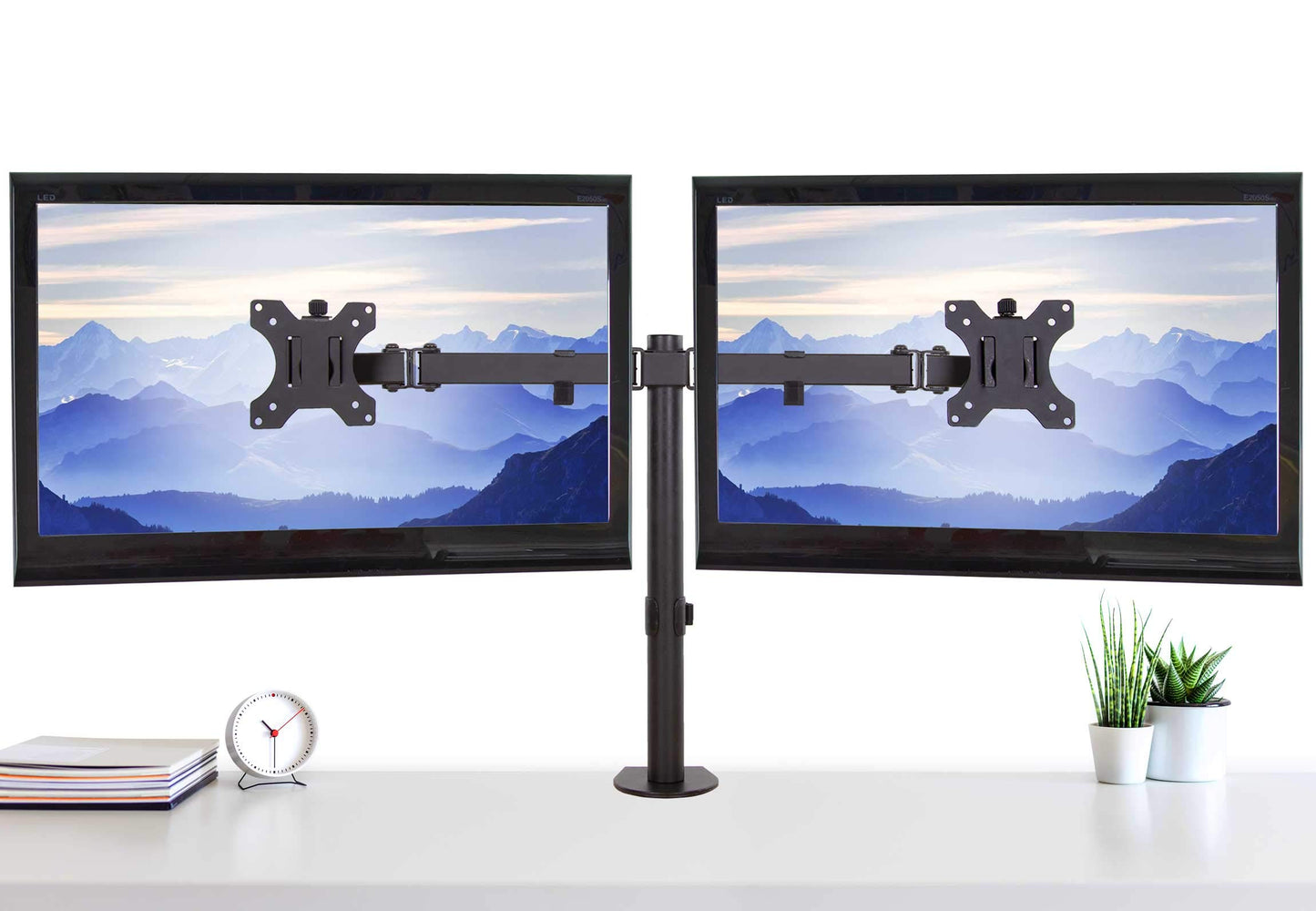 Stand Steady 2 Monitor Mount Desk Stand | Height Adjustable Double Monitor Stand with Desk Clamp| Full Articulation VESA Mount Fits Most LCD/LED