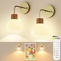 PRTILOUD Glass Battery Operated Wall Sconces Set of 2, Rechargeable Wall Lamp with Remote, 12 Colors Dimmable Wireless Sconces Wall Decor Set of 2