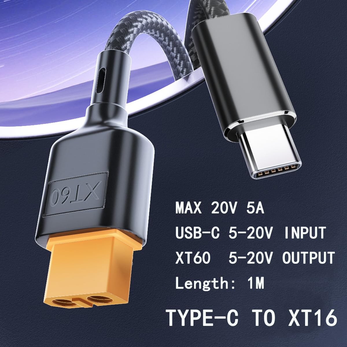 ZJKJHJY Type-C Male to XT60 Female Charging Cable,XT60 Adapter Cable,XT60 Charging Cable for M7 M6 M6D Charger Fatshark Skyzone FPV Monitor Power