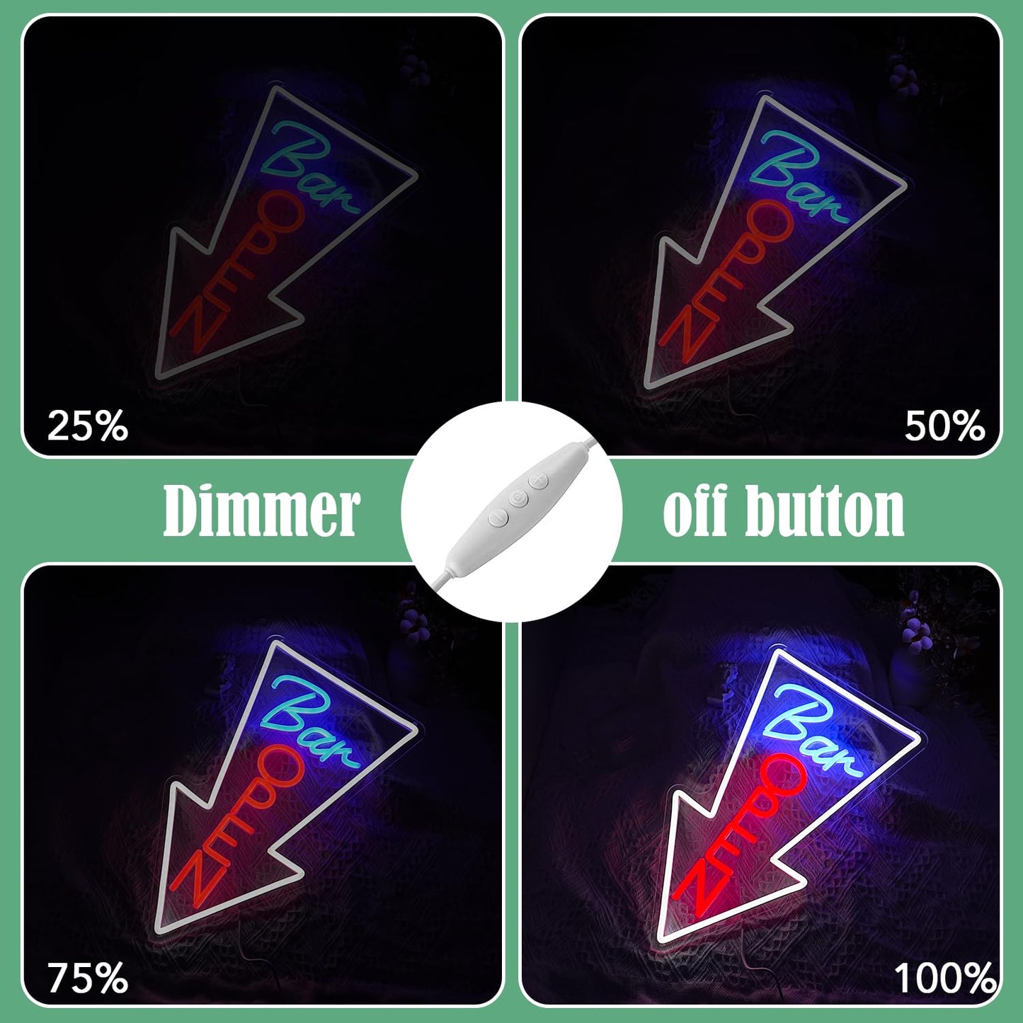 JLEWUINH Bar Open Neon Sign USB Powered Open Arrow Guide Neon Sign for Bar Decor Dimmable Switch Light Up Bar Sign for Club Beer Shop Neon Light (16.5