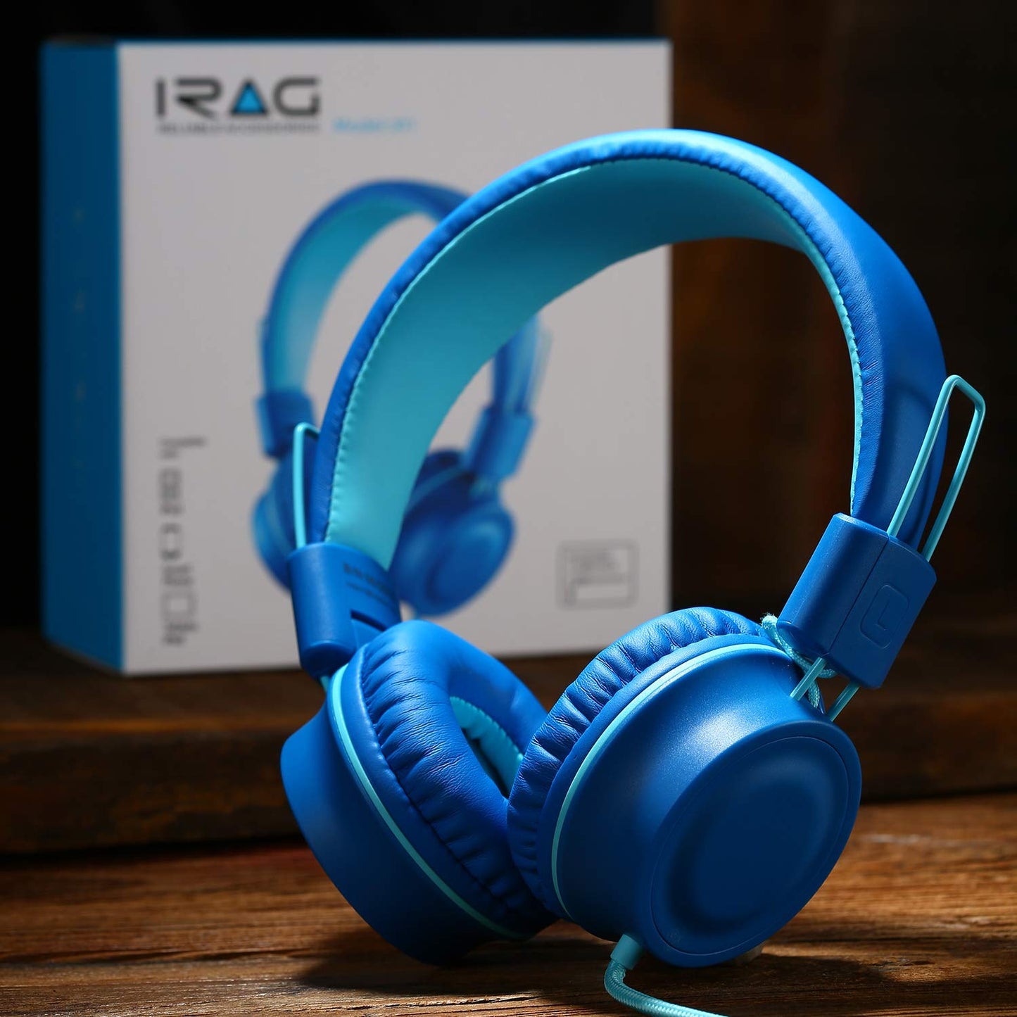 iRAG J01 Kids Headphones Foldable Stereo Tangle-Free 5ft Long Cord 3.5mm Jack Plug in Wired On-Ear Headset for iPad/Amazon Kindle