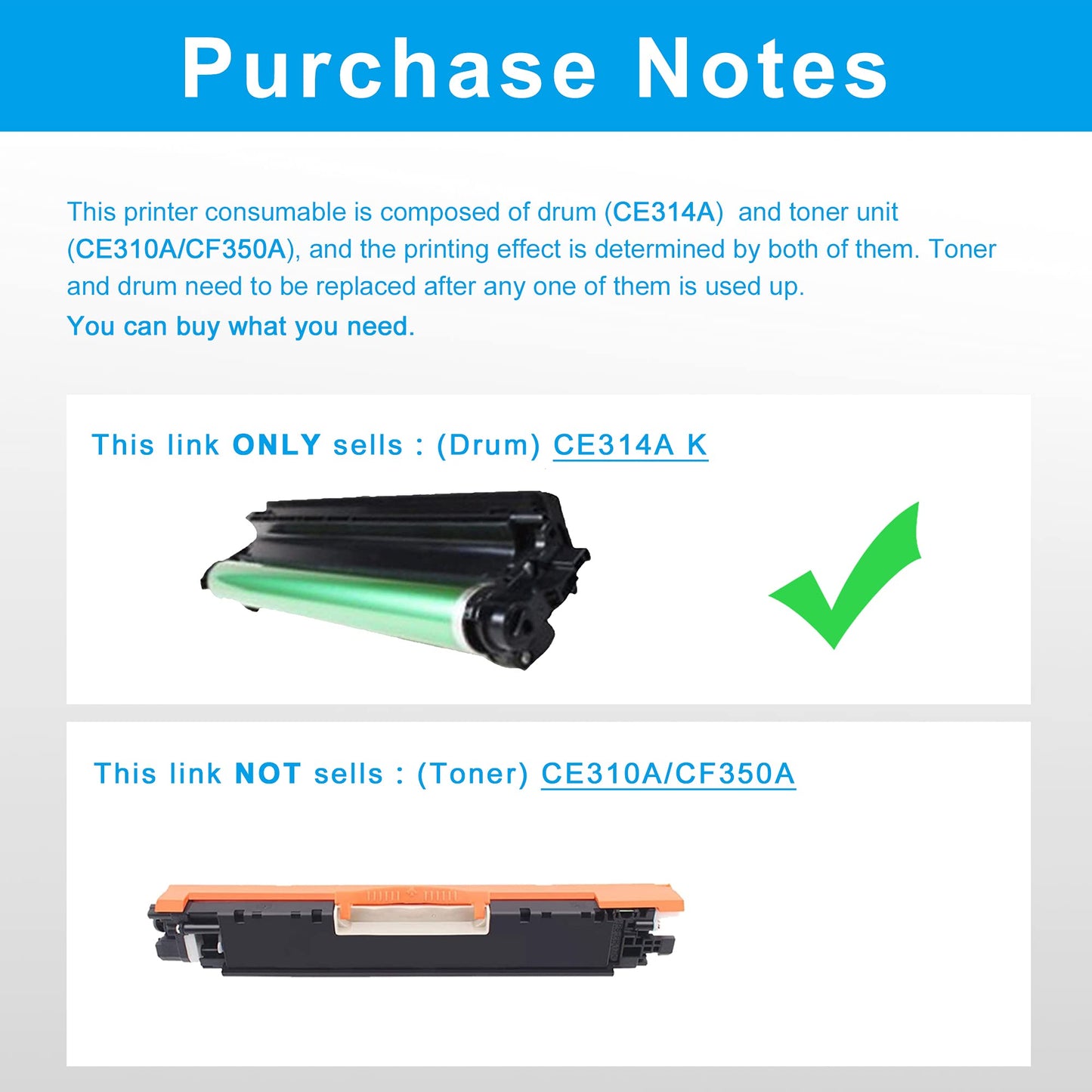 LCL Compatible Drum Unit Replacement for HP 126A CE314A CRG029 for HP Laserjet Pro CP1020 CP1025 CP1025nw LaserJet 100 MFP M175nw M175a M175b M175c