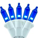 YULETIME 200 Blue Christmas String Lights, 2-Set 33 ft 100 ct White Wire