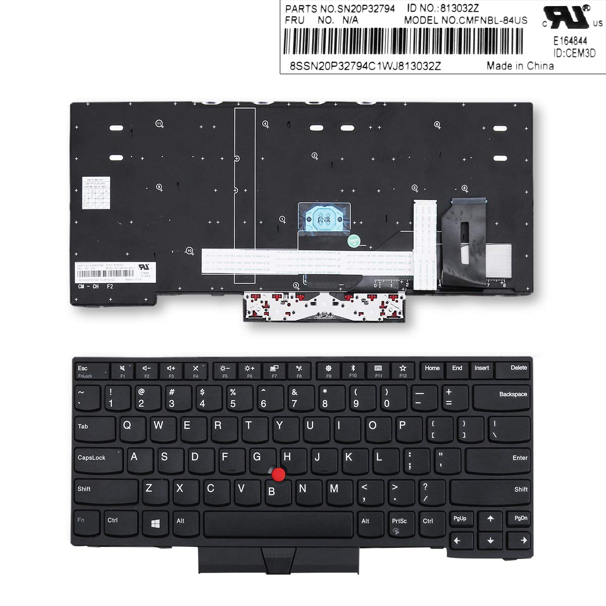 LXDDP Laptop Replacement Keyboard for Lenovo ThinkPad E490 E495 T490 L490 E480 E485 L480 T480s Laptop Replace Black (No Backlight)