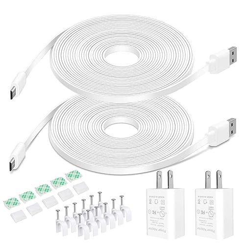DIANMU 26FT Power Cord with Adapter for Wyze Cam v3/v4/OG/v3 Pro, Blink, Simplisafe,Arlo Essential,Kasa,Weatherproof Power Extension Cable Charger