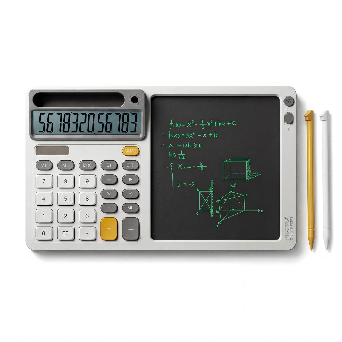 DPEDUAI Solar Desktop Calculator with 7.5 inc LCD Writing Membrane, 15° Tilt for Easy Reading, Integrated Phone Stand, Voice & Silent Modes, Anti-Slip