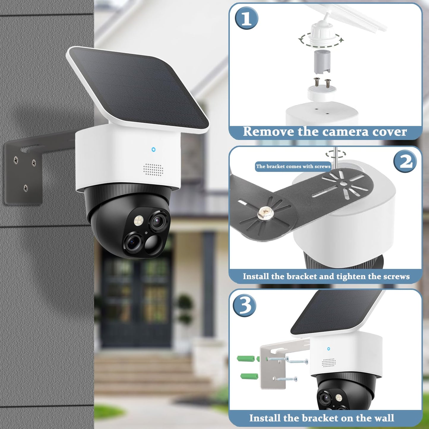 2PC Adjustable Corner Mount Bracket Compatible for Eufy Security SoloCam S340, Maximum Coverage of 270° on Both Sides of The House,Extended Corners