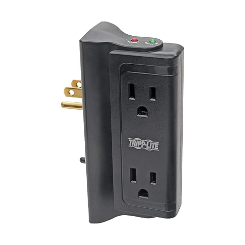 Tripp Lite 4 Side Mounted Outlet Surge Protector Power Strip, Direct Plug In, Black, Lifetime Manufacturer's Guarantee & $25,000 INSURANCE (TLP4BK)