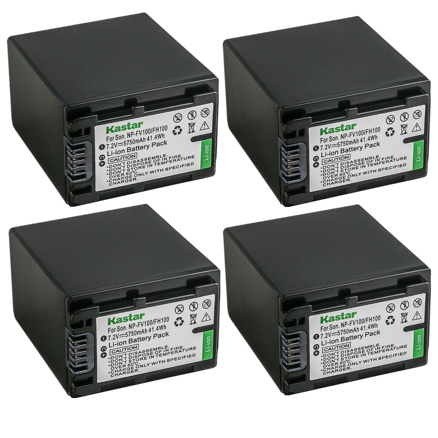 Kastar 4-Pack NP-FV100 Battery 7.2V 5750mAh Replacement for Sony DEV-30, DEV-5, DEV-50, DEV-50V, FDR-AX100, FDR-AX100E, FDR-AX700, FDR-AX33, FDR-AX43
