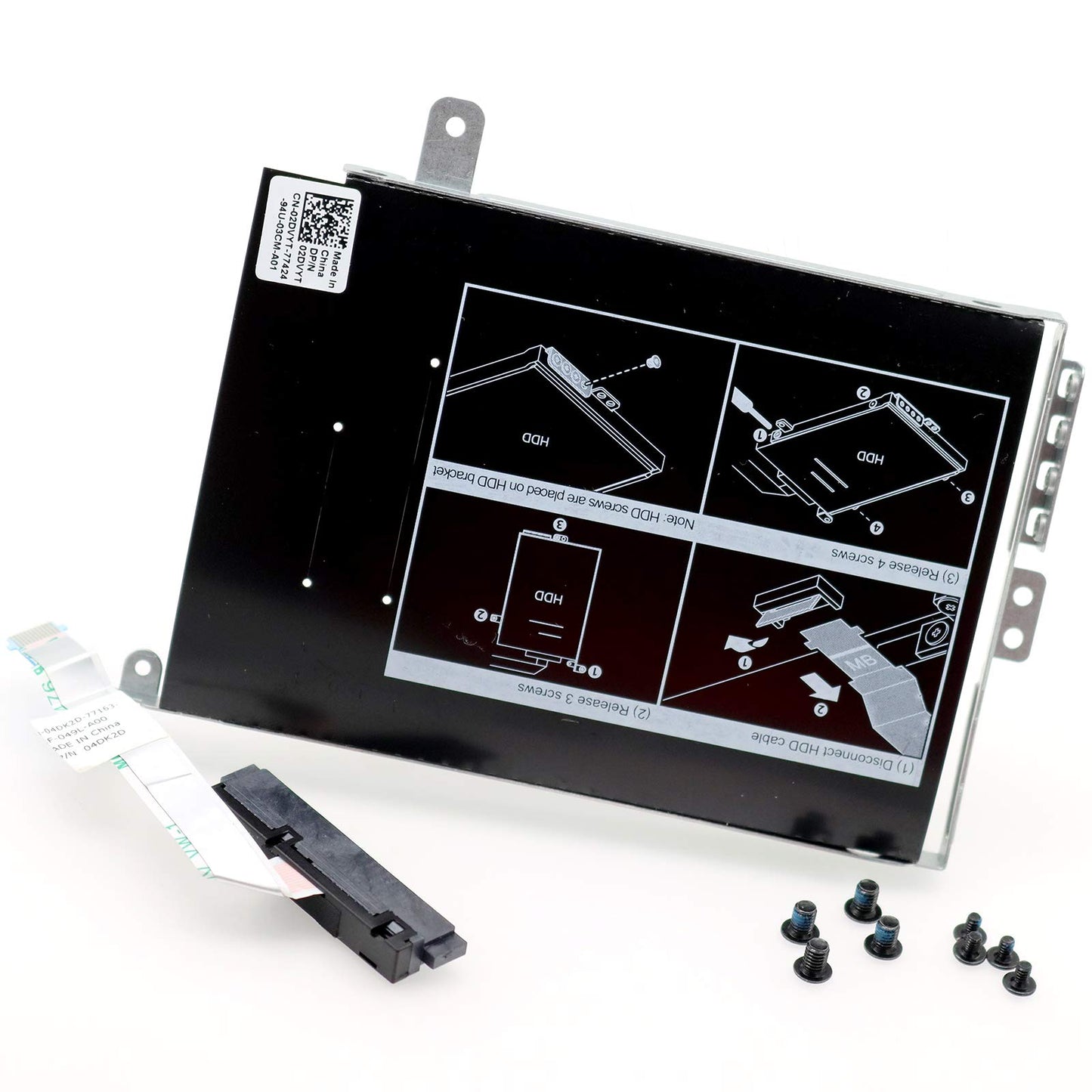 Deal4GO SATA Hard Drive Cable 4DK2D 04DK2D w/ HDD Caddy Carrier 2DVYT 02DVYT Replacement for Dell G3 3590 G5 5590