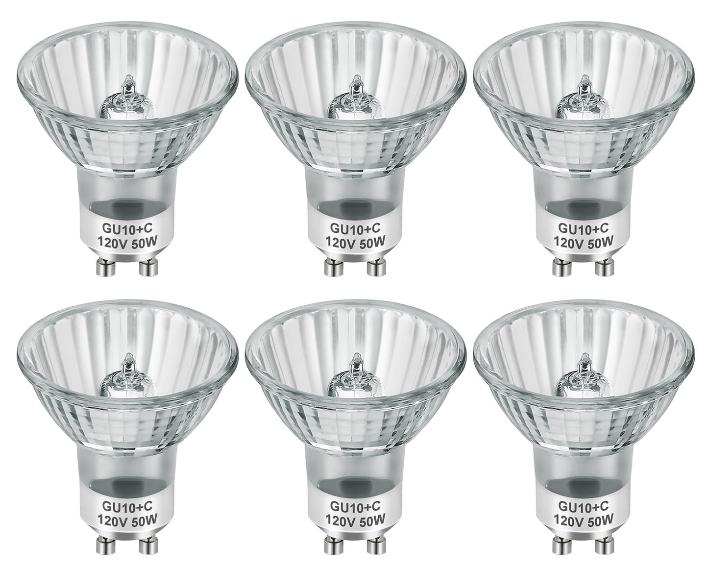 SerBion GU10 120V 50W Halogen Light Bulbs for Track and Range Hood, GU10+C Candle Warmer Lamp with Dimmable, 2700K Warm White, 6000+Hours Long-Lasting