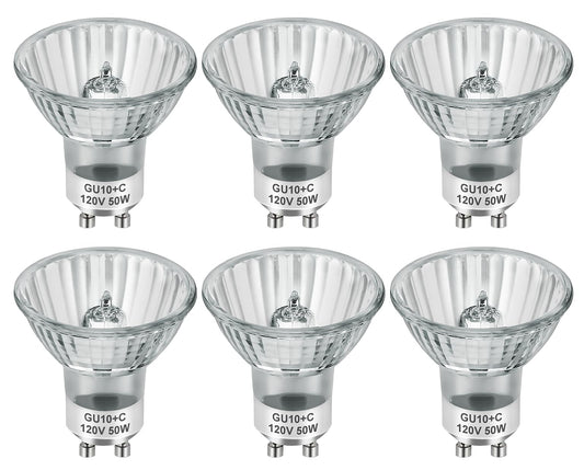 SerBion GU10 120V 50W Halogen Light Bulbs for Track and Range Hood, GU10+C Candle Warmer Lamp with Dimmable, 2700K Warm White, 6000+Hours Long-Lasting