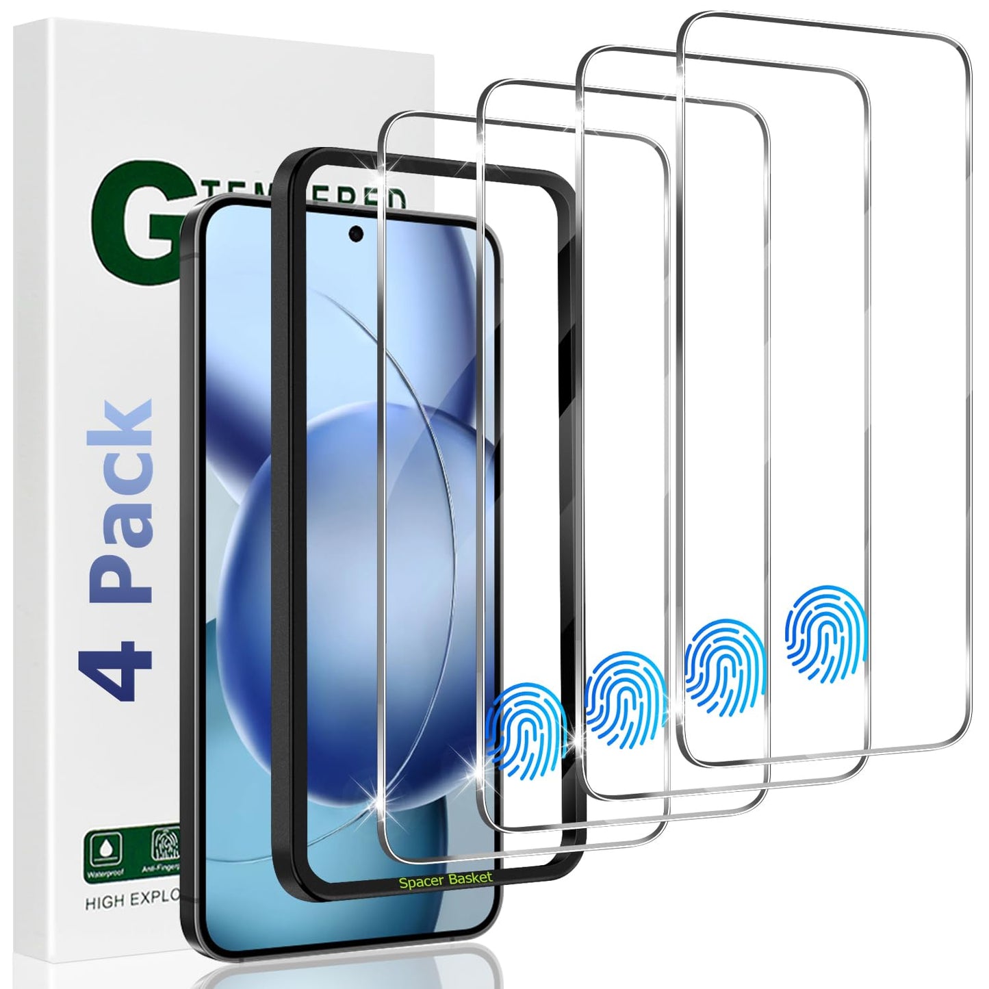 [3+2 Pack] Galaxy S24 Plus Screen Protector and Camera Lens Protector, Fingerprint Unlock,Case Friendly, Full Coverage Clear High Definition,