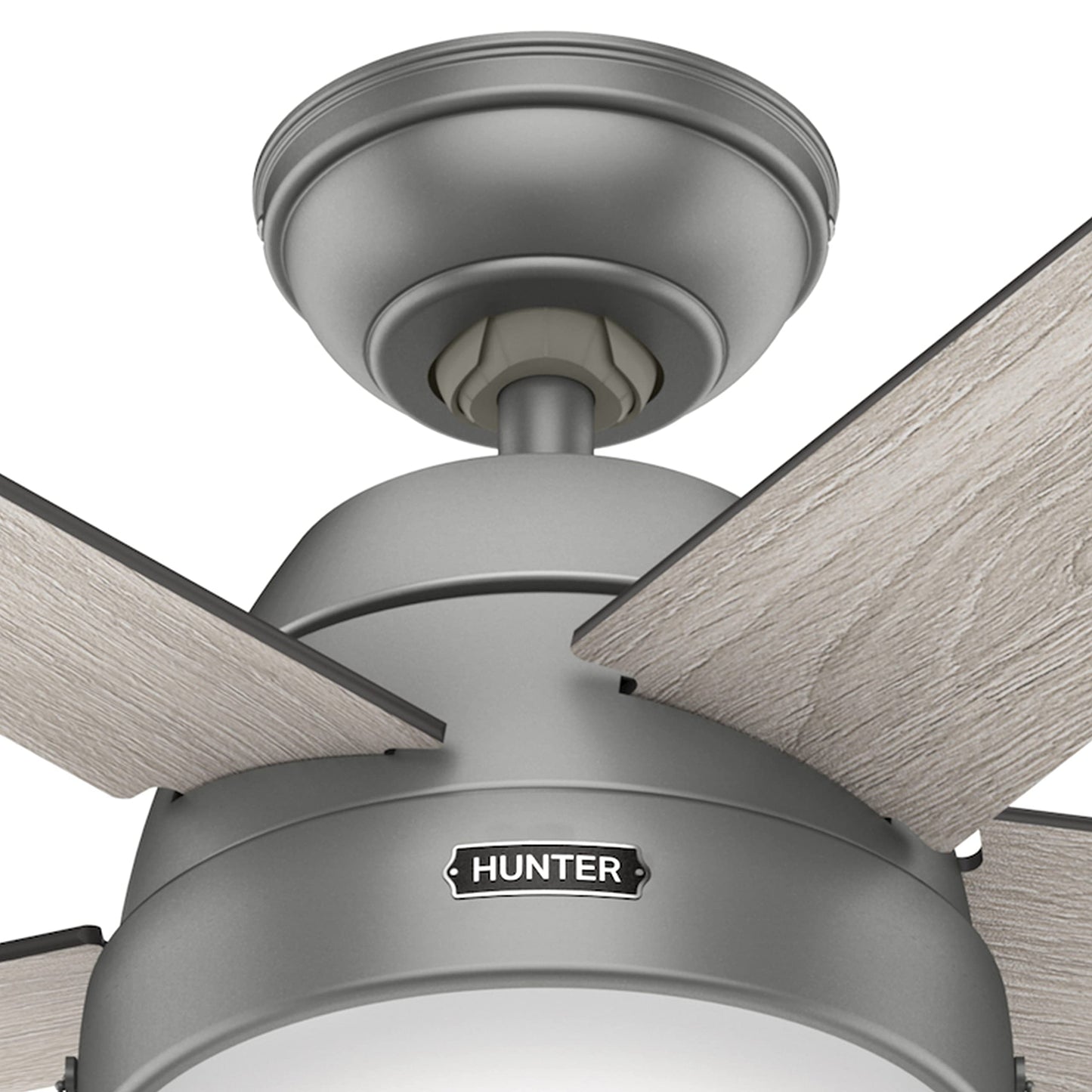 Hunter Fan 52 in Contemporary Matte Silver Ceiling Fan with Light and Pull Chain (Renewed)