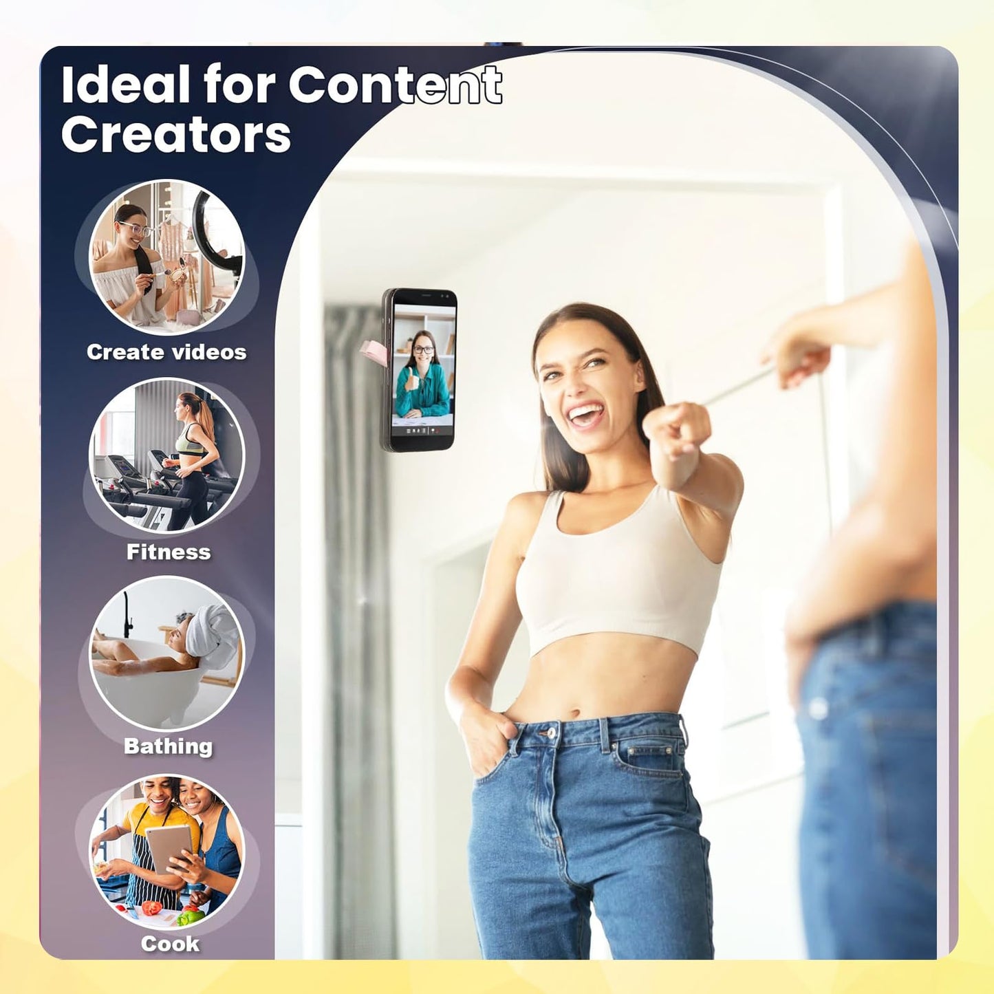 3Pcs Love Shape Phone Grip with Strong Suction - Heart Shaped Phone Holder for Mirror Selfies, Hands-Free Videos on Smooth Surfaces - Universal