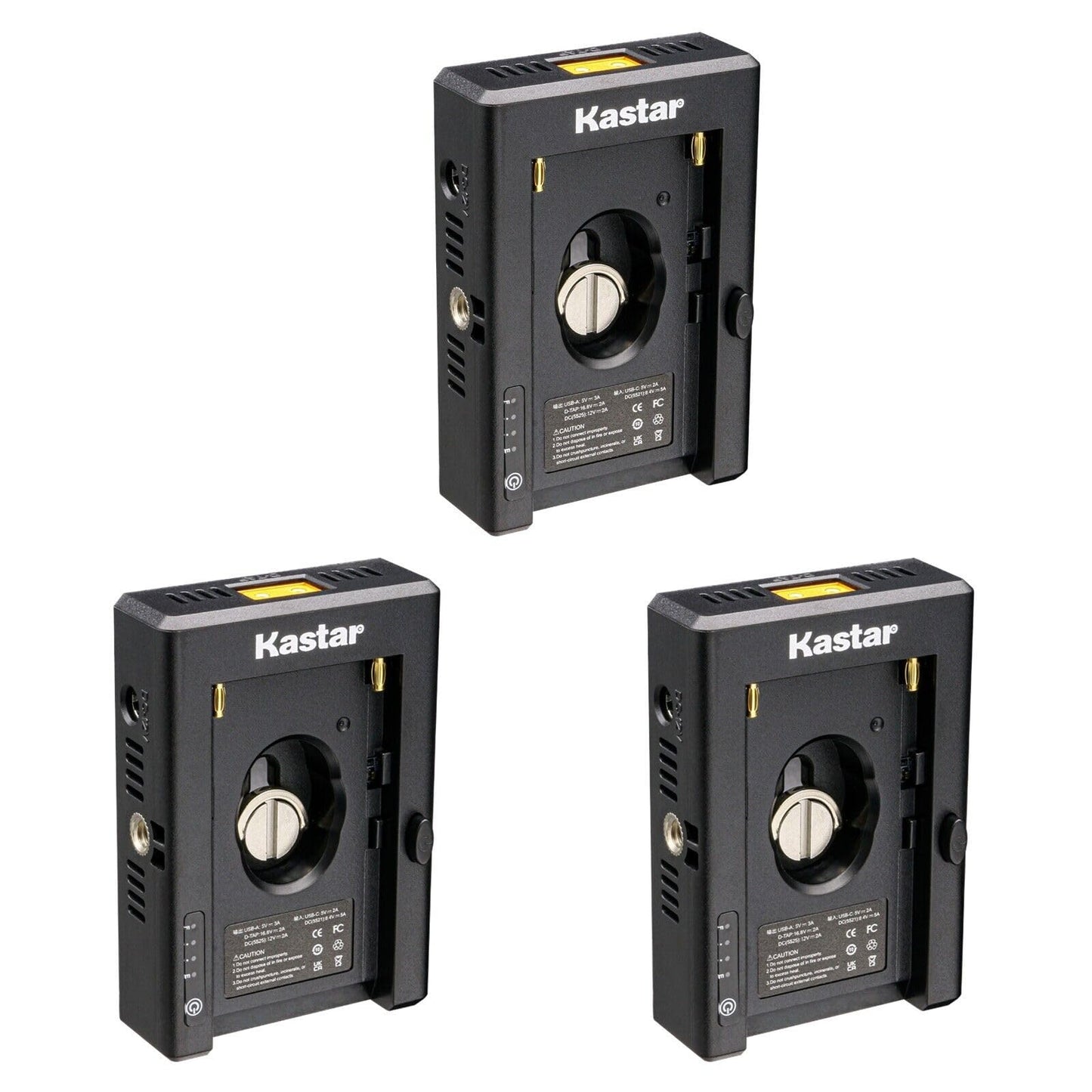 Kastar NP-F Battery Adapter Plate W/LED Indicators, Input Type-C 5V 2A, 8.4V 5A 5.5x2.1mm, Output 12V 2A 5.5x2.5mm, 16.8V 2A Dtap, 5V 3A USB for NP-F