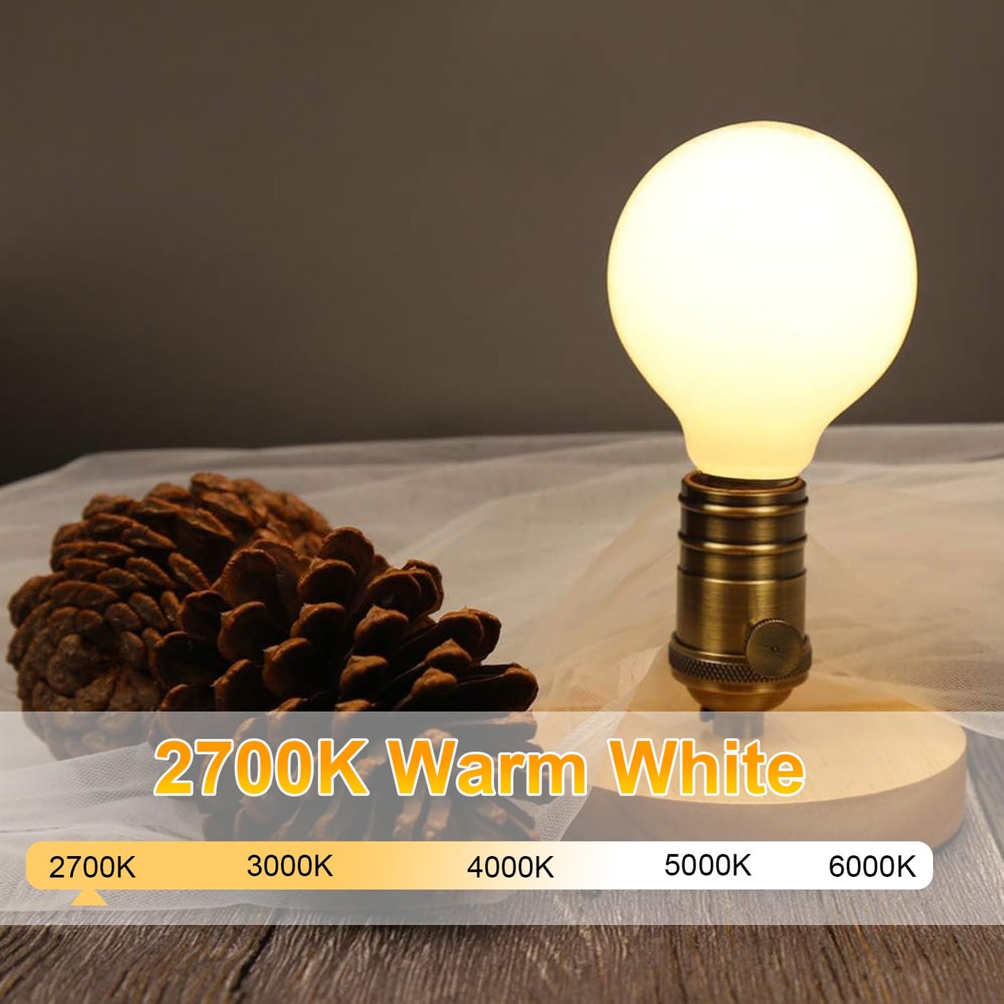 Jacqueny Frosted Glass G25 Globe Light Bulbs 60w Eq, Moisture Resistant G25 Dimmable LED 6W 450LM 2700K 6PCS with 360° Beam Angle, E26 Vanity Bathroom