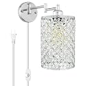 Merlight 1-Light Wall Lamp Modern Style Metal Round lampshade Decorative Dimmable Crystal E26 Base Wall Lights Industrial Swing Arm Wall Sconce