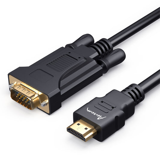 AURUM CABLES HDMI to VGA Cable for Monitor 6 Feet, Gold Plated Male to Male 1080P Compatible with PC, Computer, Laptop, Desktop, HDTV, Projector